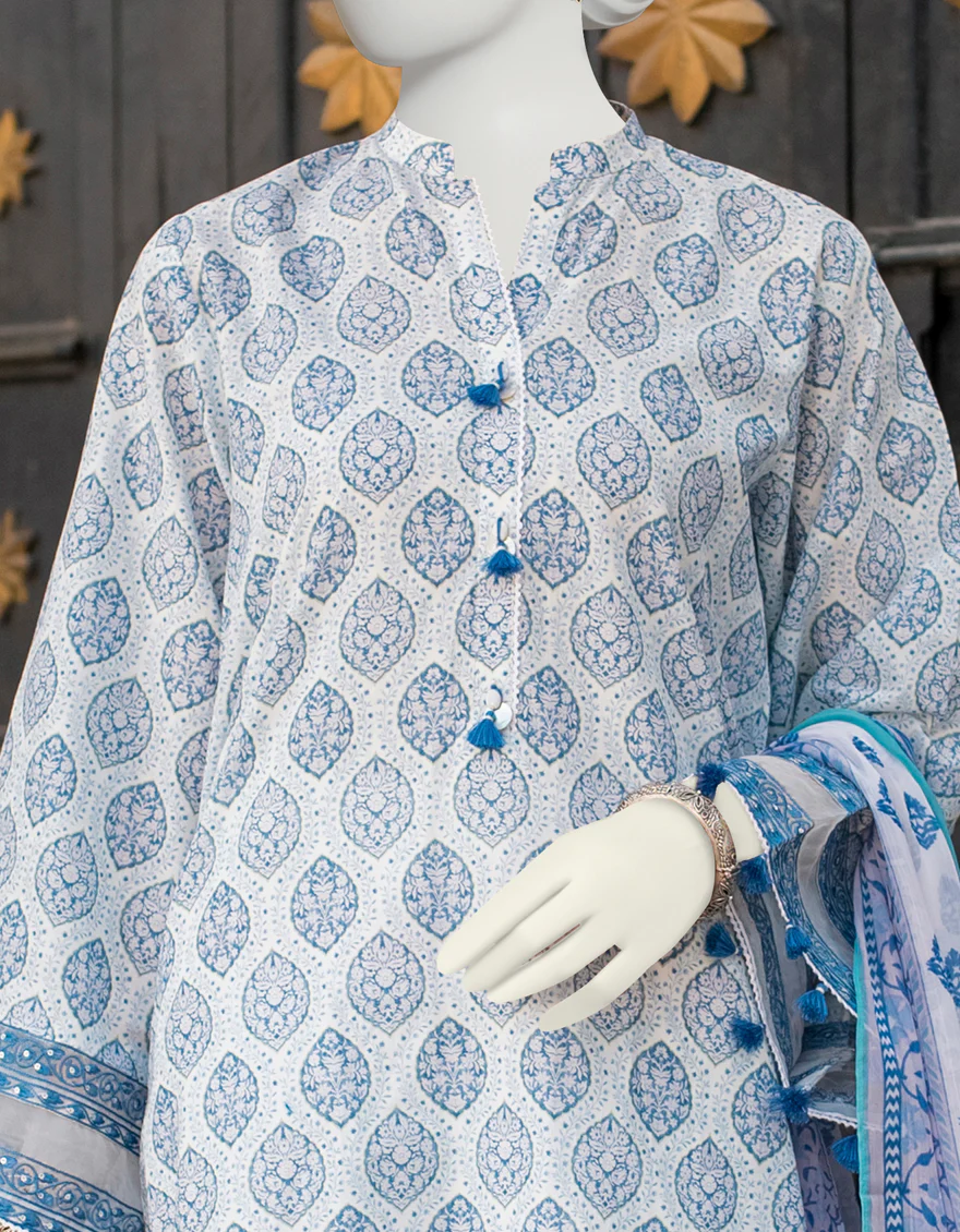 BLUE 3PC UNSTITCHED | JLAWN-S-US-23-460 RIWAYAT-6 - Image 2