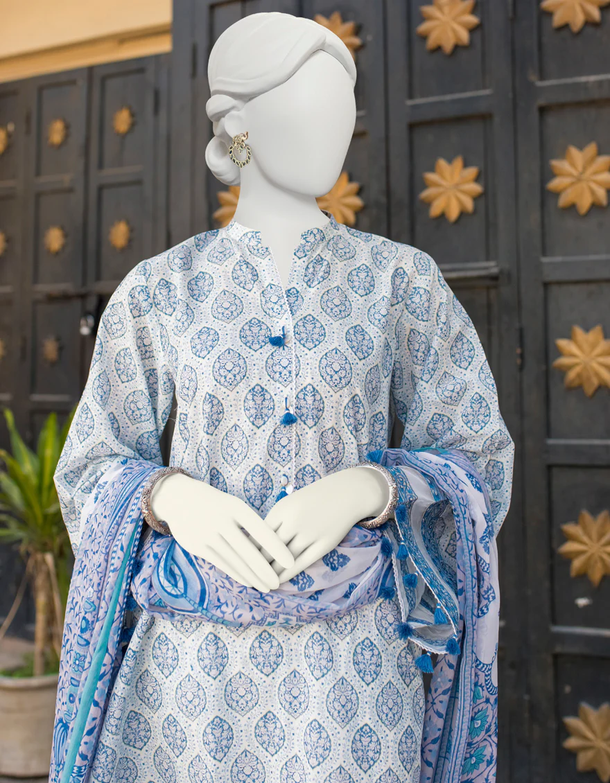 BLUE 3PC UNSTITCHED | JLAWN-S-US-23-460 RIWAYAT-6 - Image 3