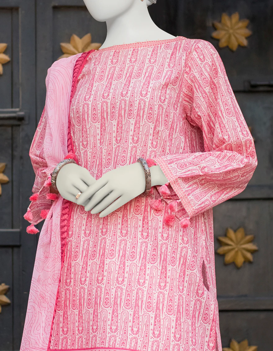 PINK 3PC UNSTITCHED | JLAWN-S-US-23-461 RIWAYAT-7 - Image 2