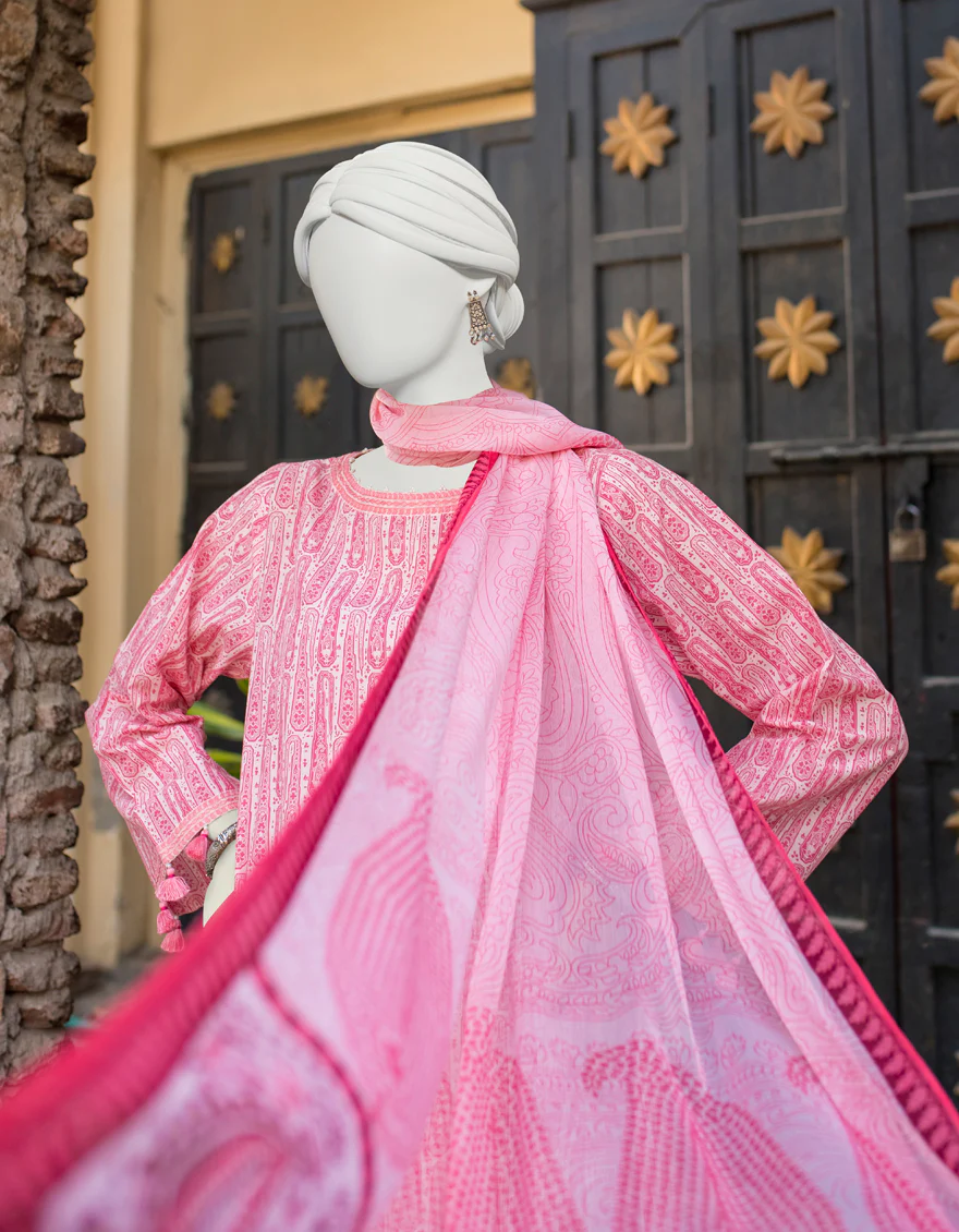 PINK 3PC UNSTITCHED | JLAWN-S-US-23-461 RIWAYAT-7 - Image 3