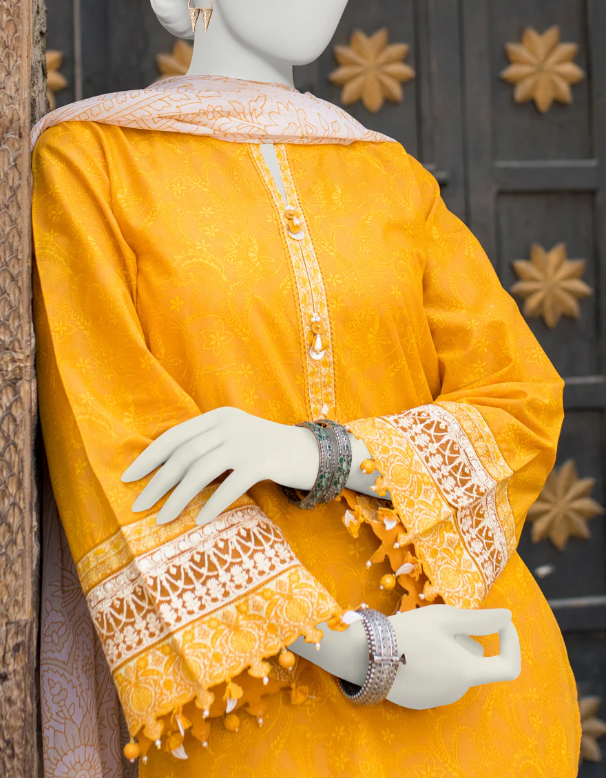 MUSTARD 3PC UNSTITCHED | JLAWN-S-US-23-462 RIWAYAT-8 - Image 2