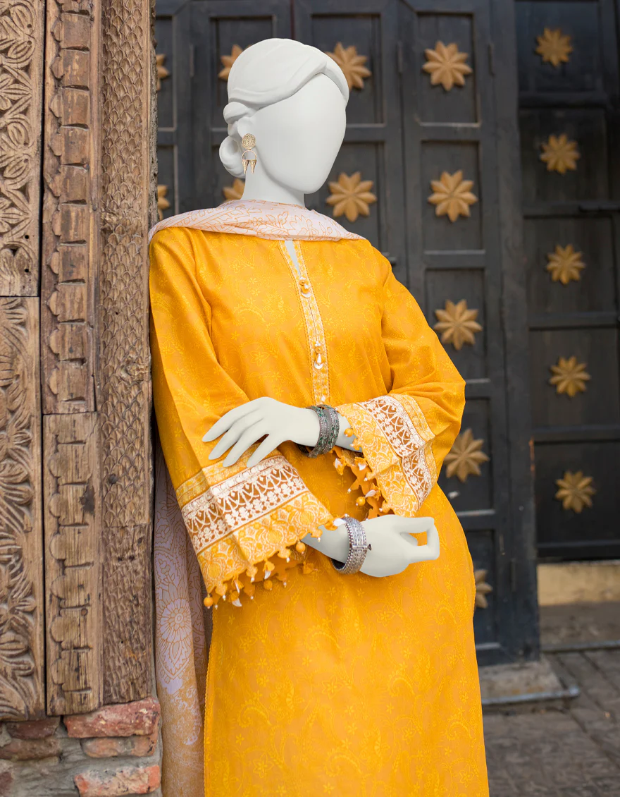 MUSTARD 3PC UNSTITCHED | JLAWN-S-US-23-462 RIWAYAT-8 - Image 3