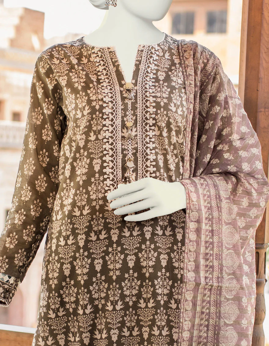 GREEN 3PC UNSTITCHED | JLAWN-S-US-23-464 RANGOLI-2 - Image 3