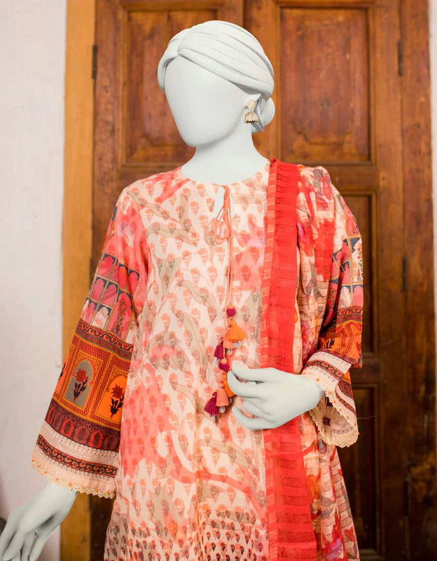 MULTI 3PC UNSTITCHED | JLAWN-S-US-23-465 RANGOLI-3 - Image 2