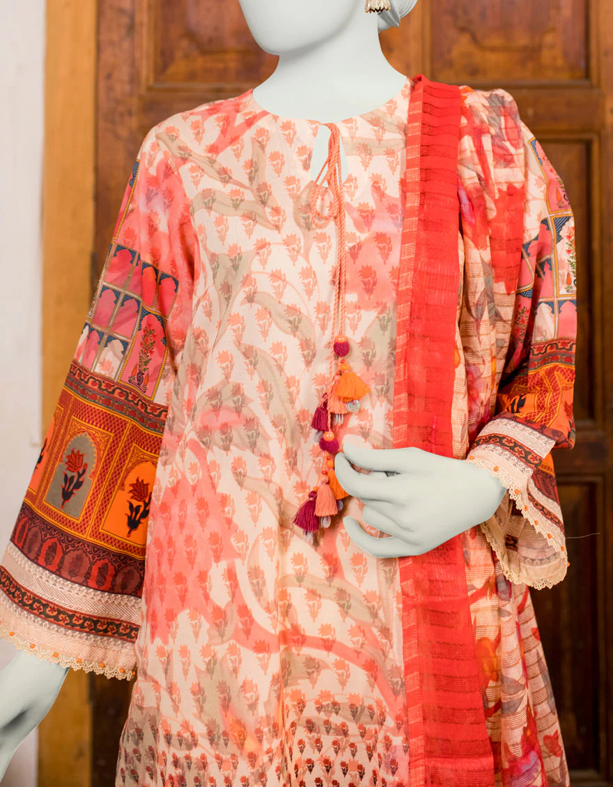 MULTI 3PC UNSTITCHED | JLAWN-S-US-23-465 RANGOLI-3 - Image 3