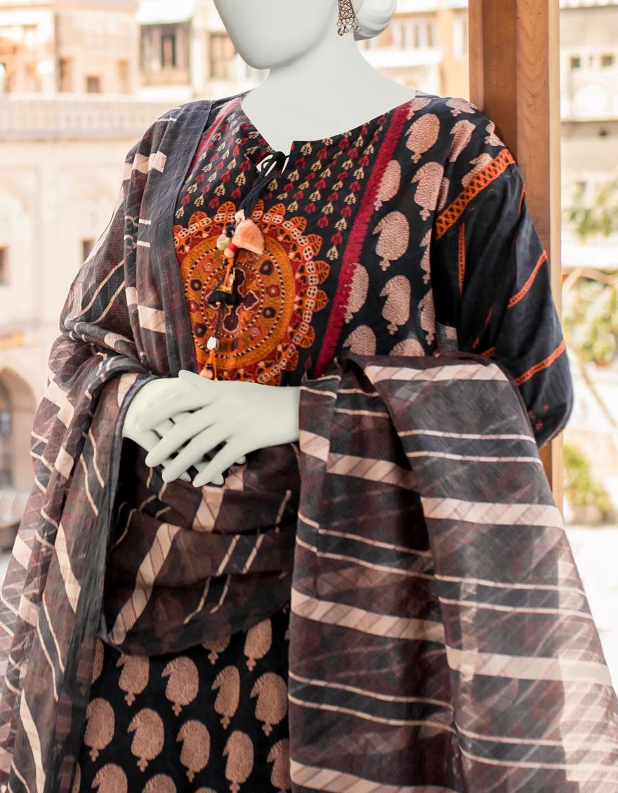 MULTI 3PC UNSTITCHED | JLAWN-S-US-23-467 RANGOLI-5 - Image 2