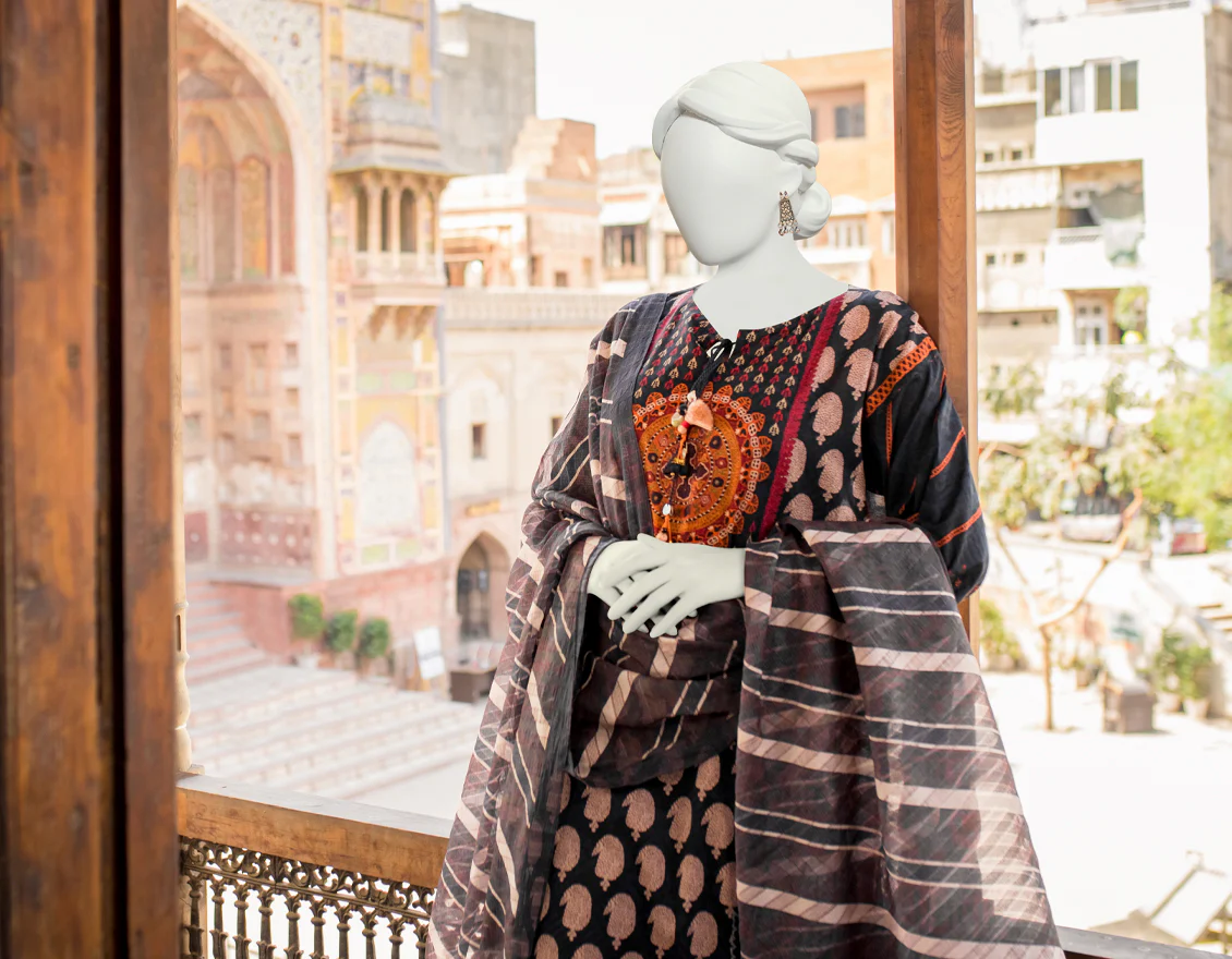 MULTI 3PC UNSTITCHED | JLAWN-S-US-23-467 RANGOLI-5 - Image 3