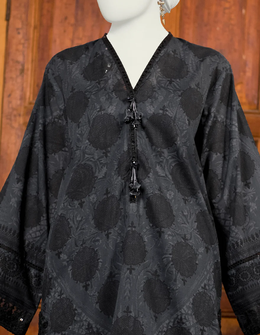 BLACK & GREY 3PC UNSTITCHED | JLAWN-S-US-23-470 RANGOLI-8 - Image 2