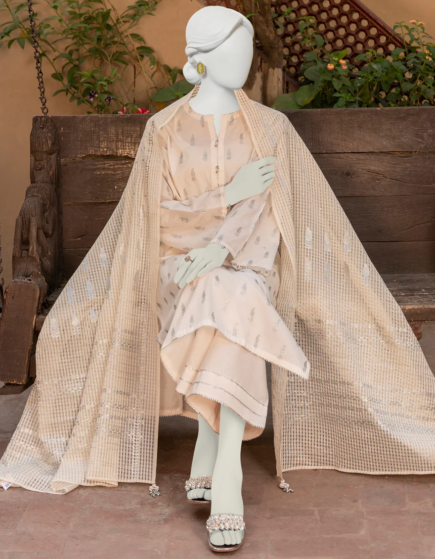 OFF WHITE LAWN 3PC UNSTITCHED | JLAWN-S-US-23-471 KOH E NOOR-1 - Image 2