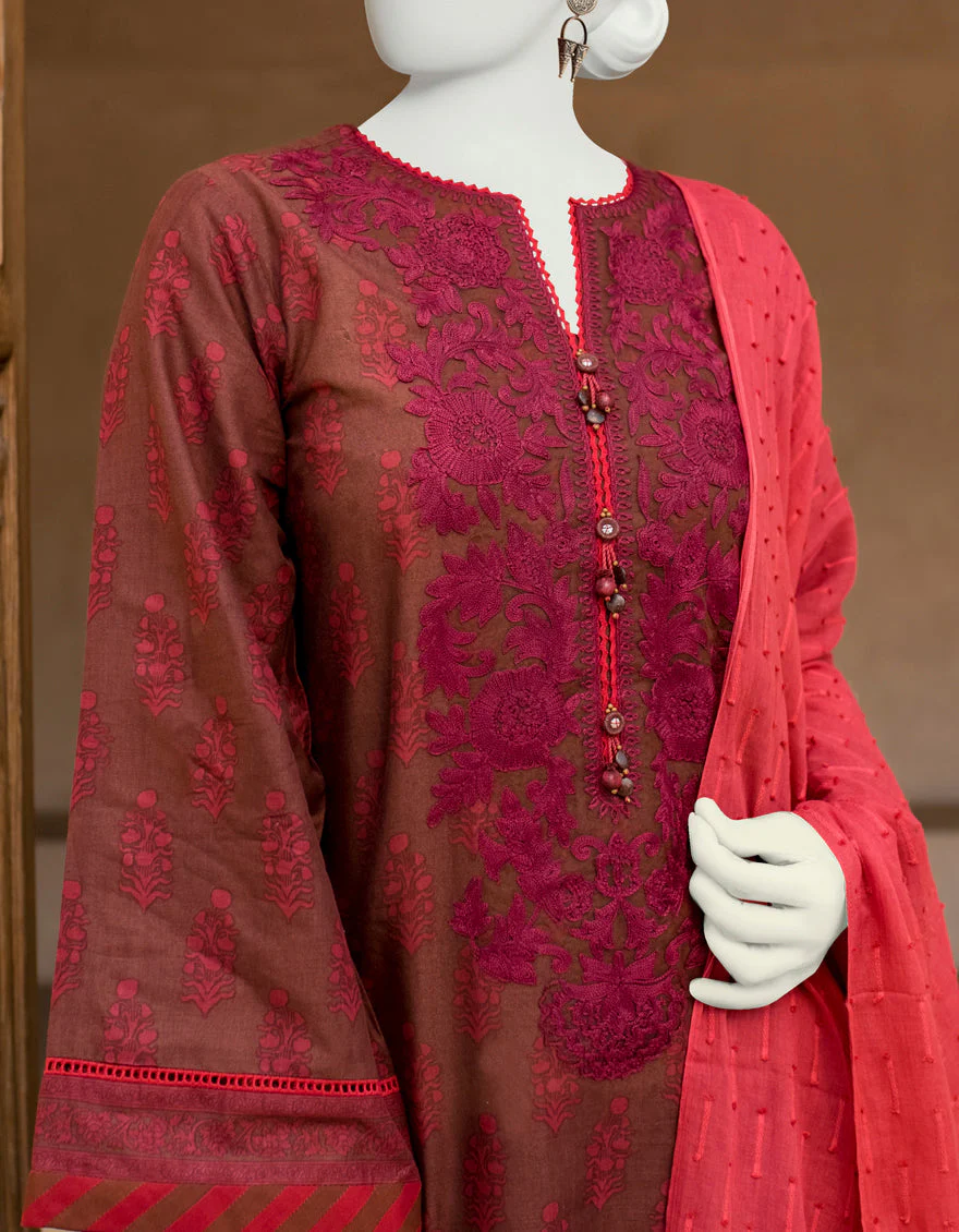 BROWN 3PC UNSTITCHED | JLAWN-S-US-23-476 GULRUKH-2 - Image 2
