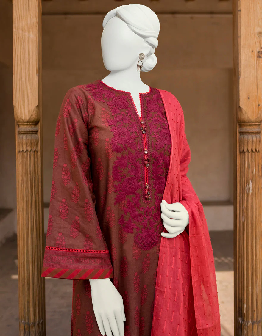 BROWN 3PC UNSTITCHED | JLAWN-S-US-23-476 GULRUKH-2 - Image 3