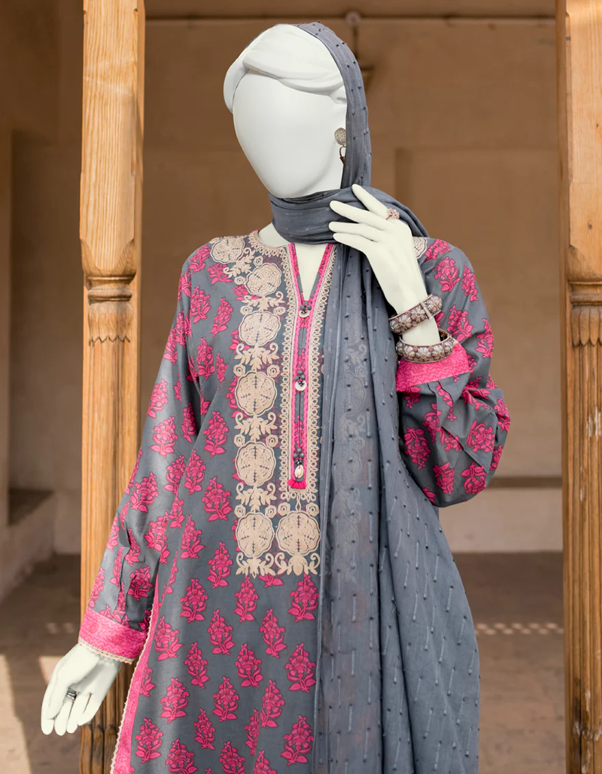 TEAL GREEN LAWN 3PC UNSTITCHED | JLAWN-S-US-23-477 GULRUKH-3 - Image 2