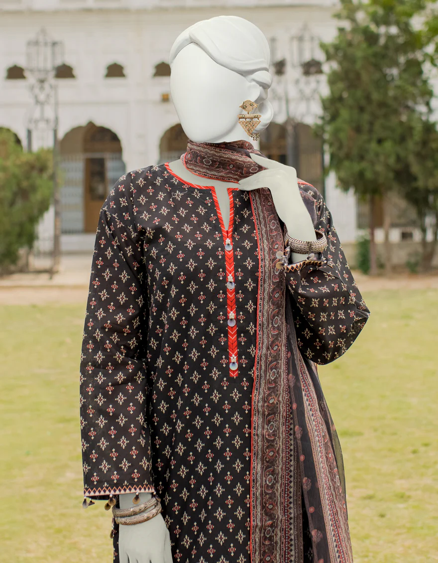 BLACK LAWN 3PC UNSTITCHED | JLAWN-S-US-23-482 ROZMARRA-4 - Image 2