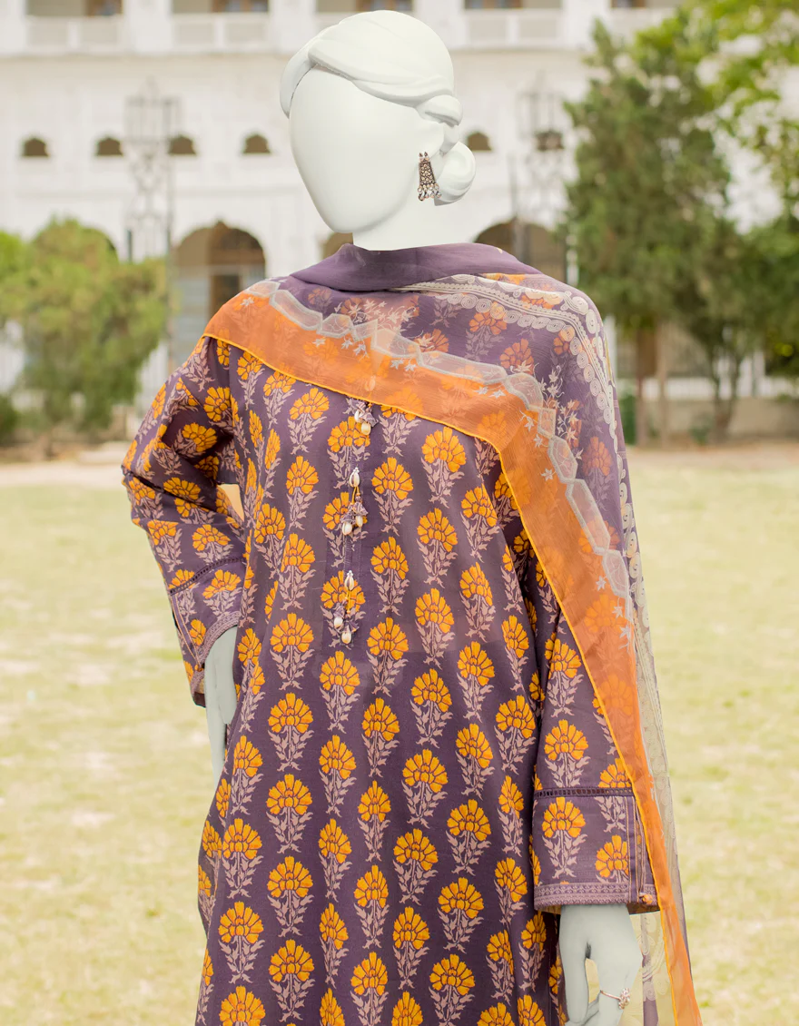 FUCHSIA 3PC UNSTITCHED | JLAWN-S-US-23-483 ROZMARRA-5 - Image 2