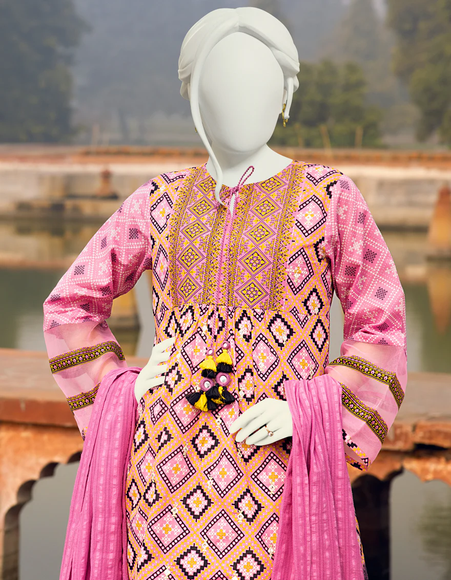 PINK LAWN 2PC UNSTITCHED | JLAWN-S-US-JDS-22-1071 NAQAASH - Image 4