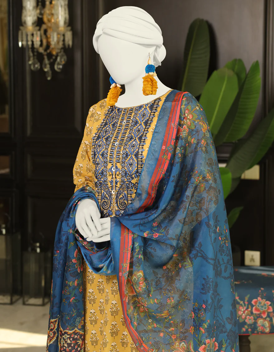 MUSTARD 3PC STITCHED | JLAWN-US-04-026/S - Image 2