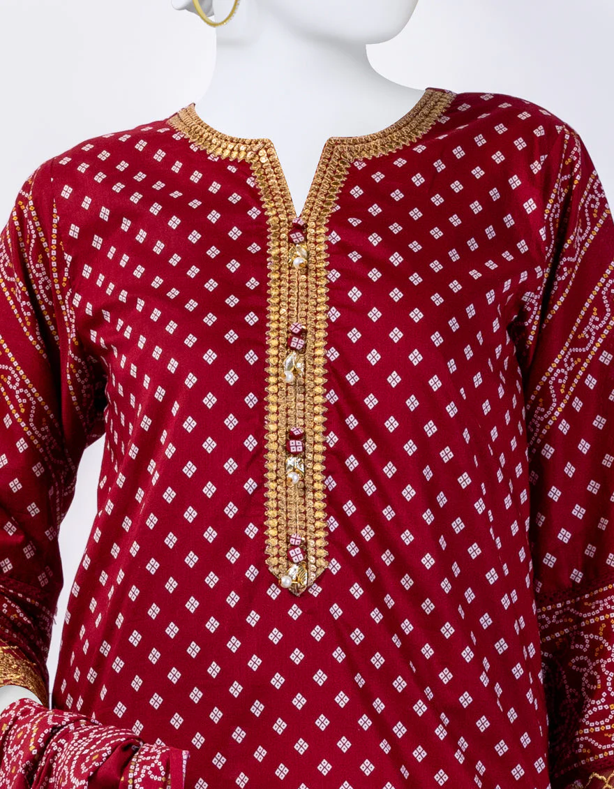 RED 3PC STITCHED | JLAWN-US-04-063/S - Image 3