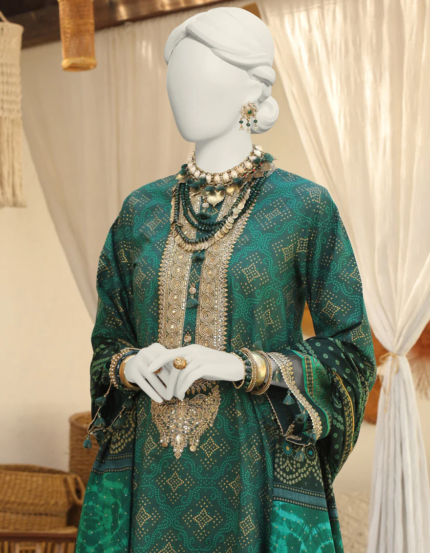 GREEN 3PC UNSTITCHED | JLAWN-US-24-068 - Image 3