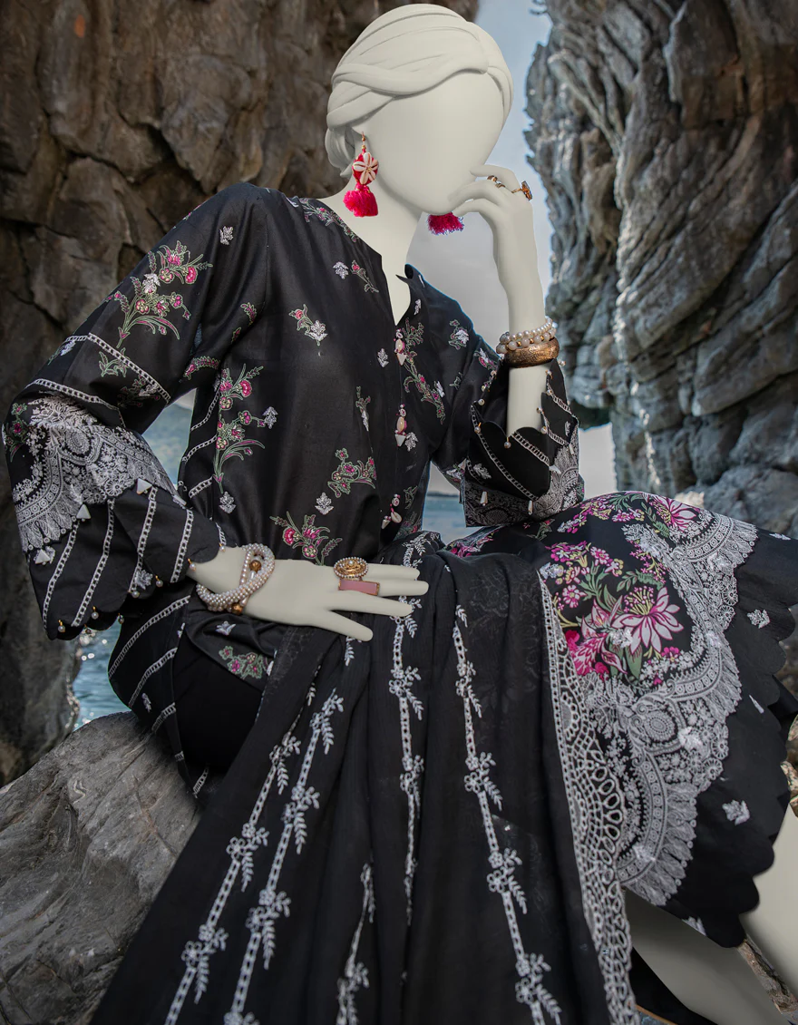 BLACK 3PC UNSTITCHED | JLAWN-US-24-211 - Image 2