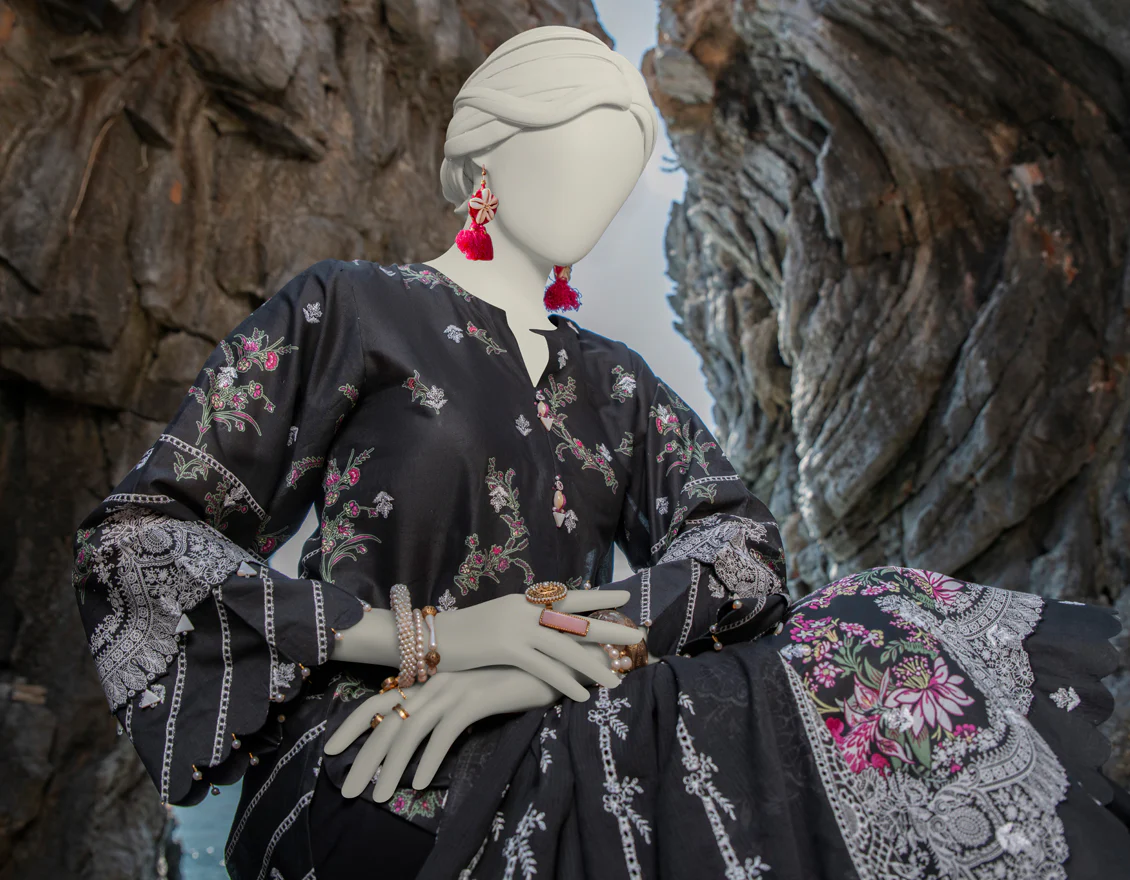 BLACK 3PC UNSTITCHED | JLAWN-US-24-211 - Image 3