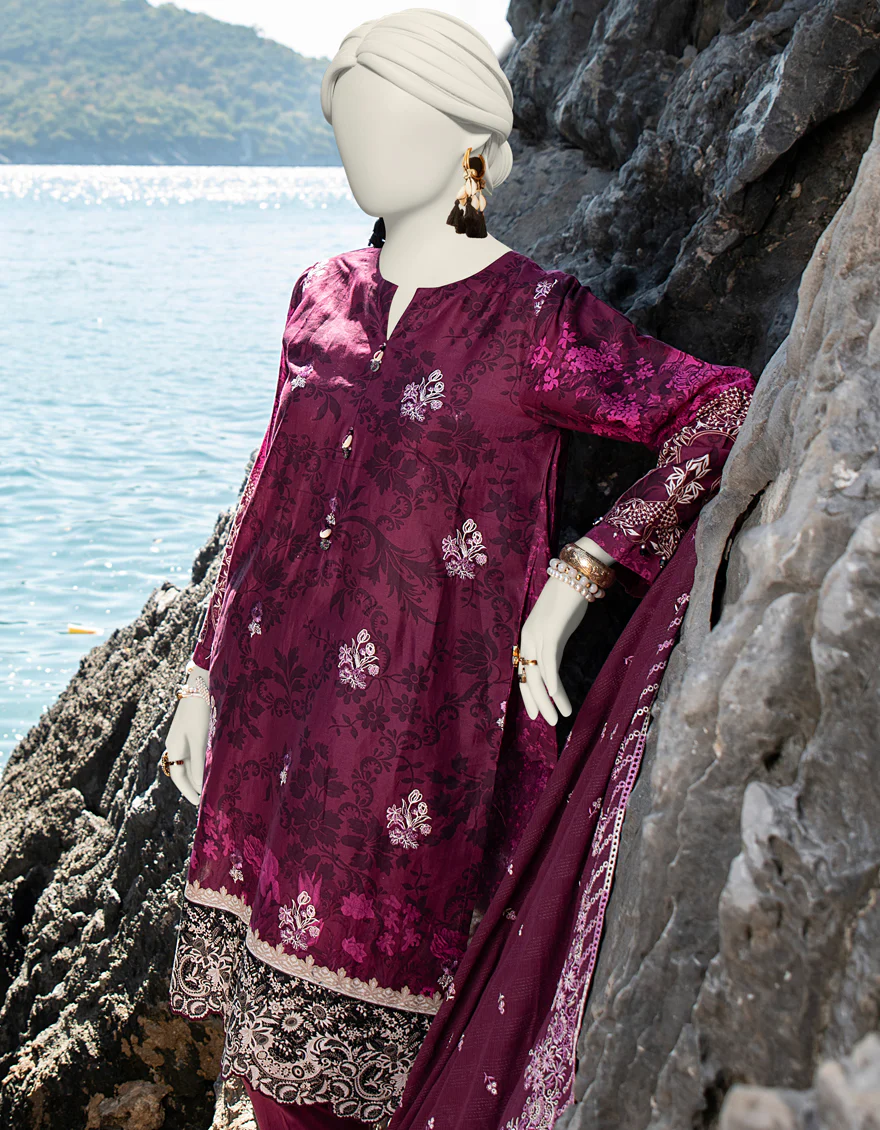 PURPLE 3PC UNSTITCHED | JLAWN-US-24-214 - Image 3