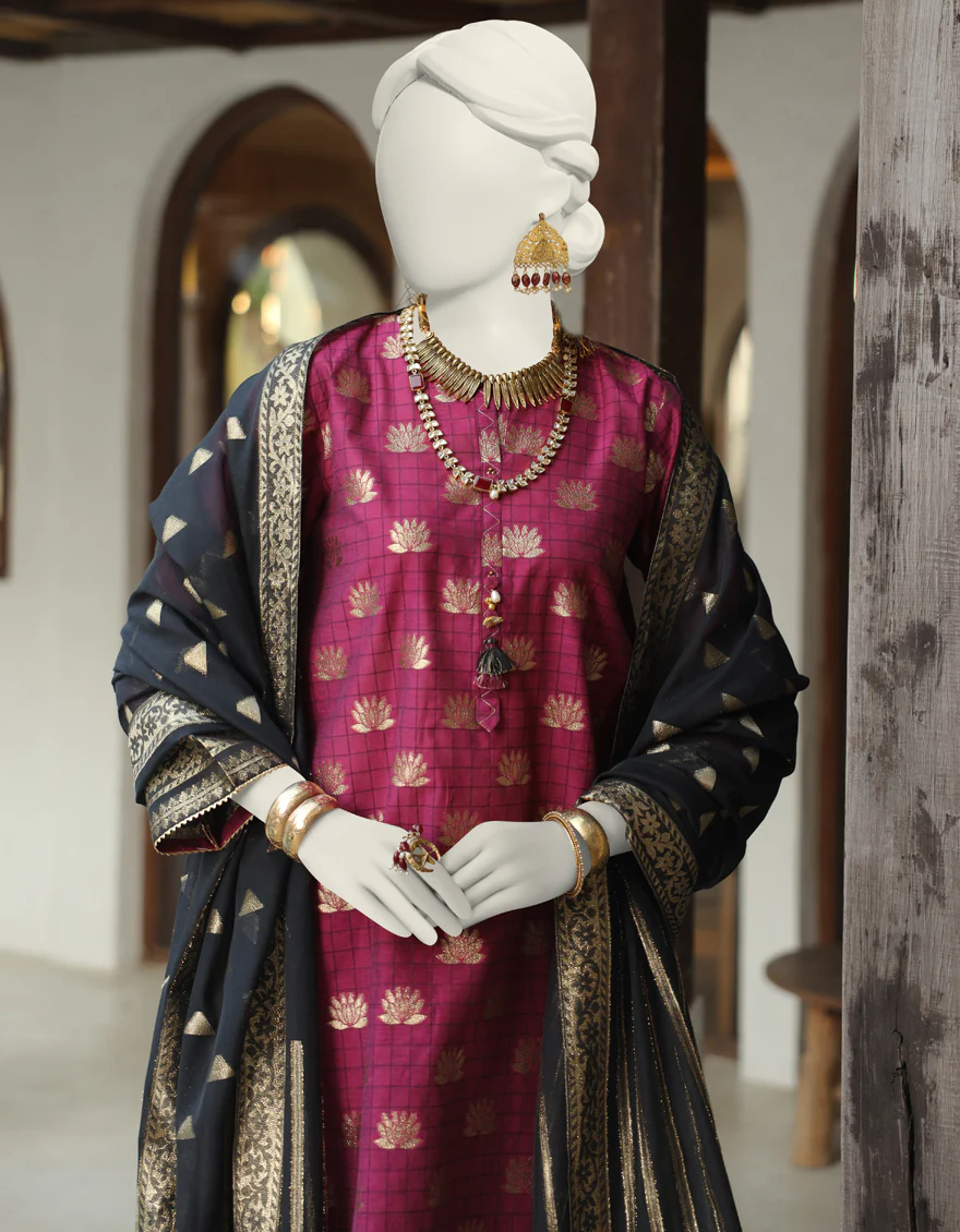 BLACK 3PC UNSTITCHED | JLAWN-US-24-252 - Image 3