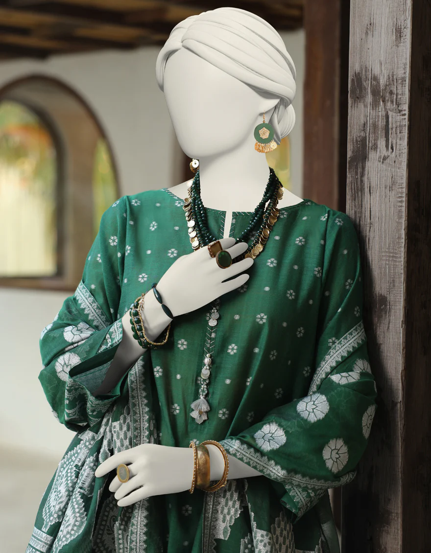 GREEN 3PC UNSTITCHED | JLAWN-US-24-254 - Image 2