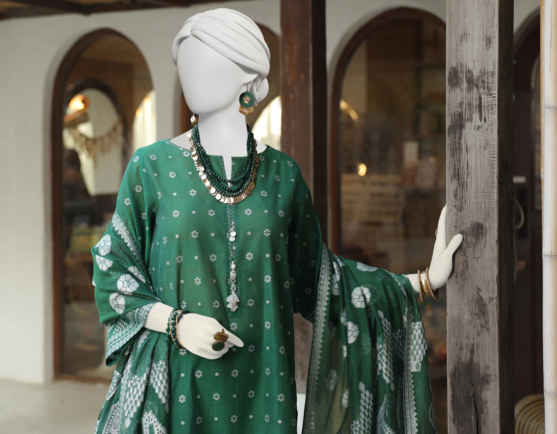 GREEN 3PC UNSTITCHED | JLAWN-US-24-254 - Image 3