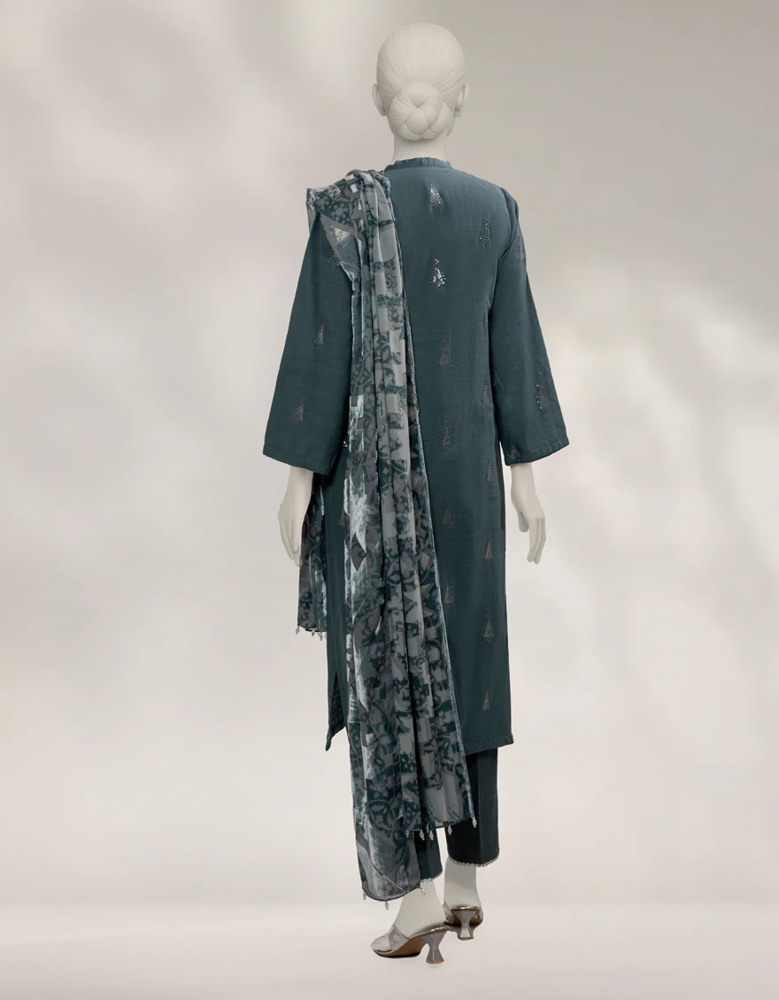 GREEN KHADDAR SLUB 3PC UNSTITCHED | JLAWN-W-25-1007 TRADITIONAL-3 - Image 2