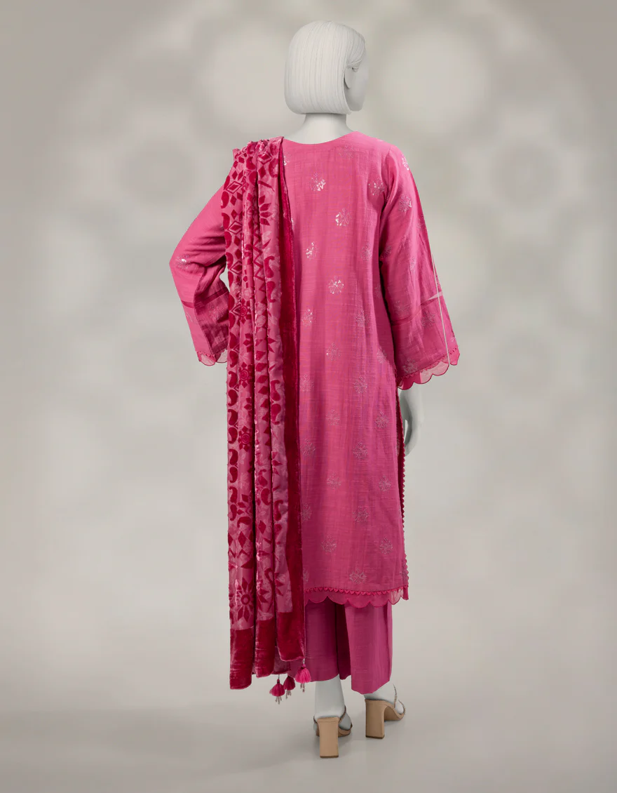 PINK KHADDAR SLUB 3PC UNSTITCHED | JLAWN-W-25-1009 TRADITIONAL-5 - Image 2