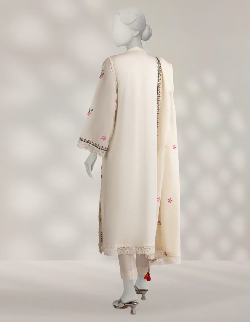 OFF WHITE CAMBRIC 3PC UNSTITCHED | JLAWN-W-25-1026 LUXE-A-2 - Image 2