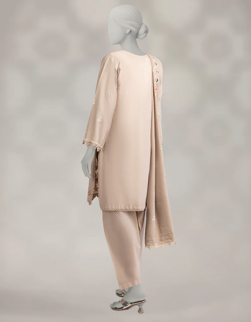 BEIGE CAMBRIC 3PC UNSTITCHED | JLAWN-W-25-1027 LUXE-A-3 - Image 2