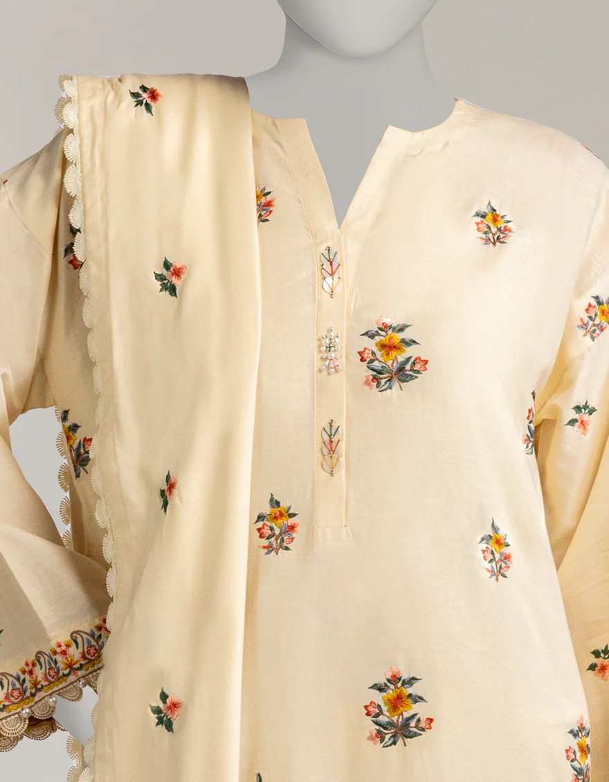 YELLOW CAMBRIC 3PC UNSTITCHED | JLAWN-W-25-1028 LUXE-A-4 - Image 3
