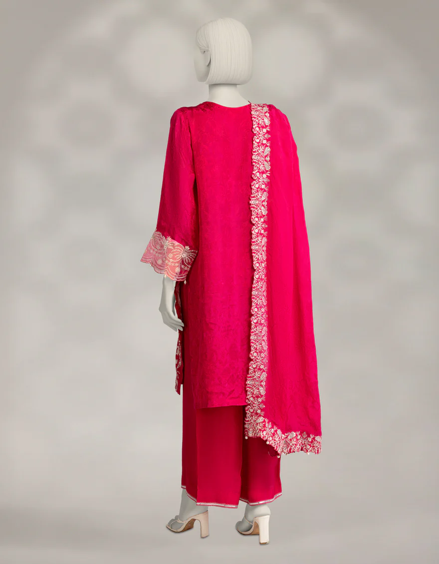 PINK RAW SILK 3PC UNSTITCHED | JLAWN-W-25-1034 RESHAMI-2 - Image 2