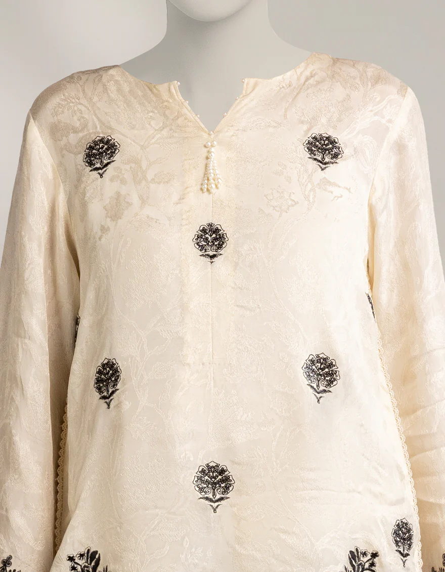 OFF WHITE RAW SILK 3PC UNSTITCHED | JLAWN-W-25-1035 RESHAMI-3 - Image 3