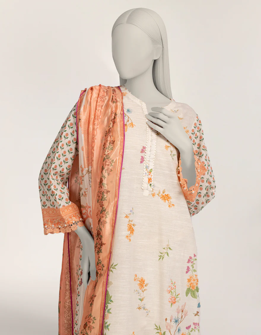 BEIGE KHADDAR 3PC STITCHED | JLAWN-W-25-285/S MOONLIT BLOOMS-1 - Image 2