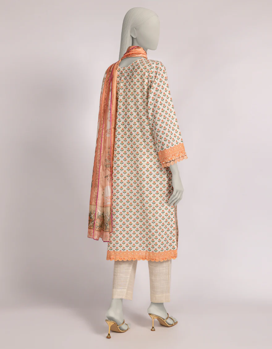 BEIGE KHADDAR 3PC STITCHED | JLAWN-W-25-285/S MOONLIT BLOOMS-1 - Image 3