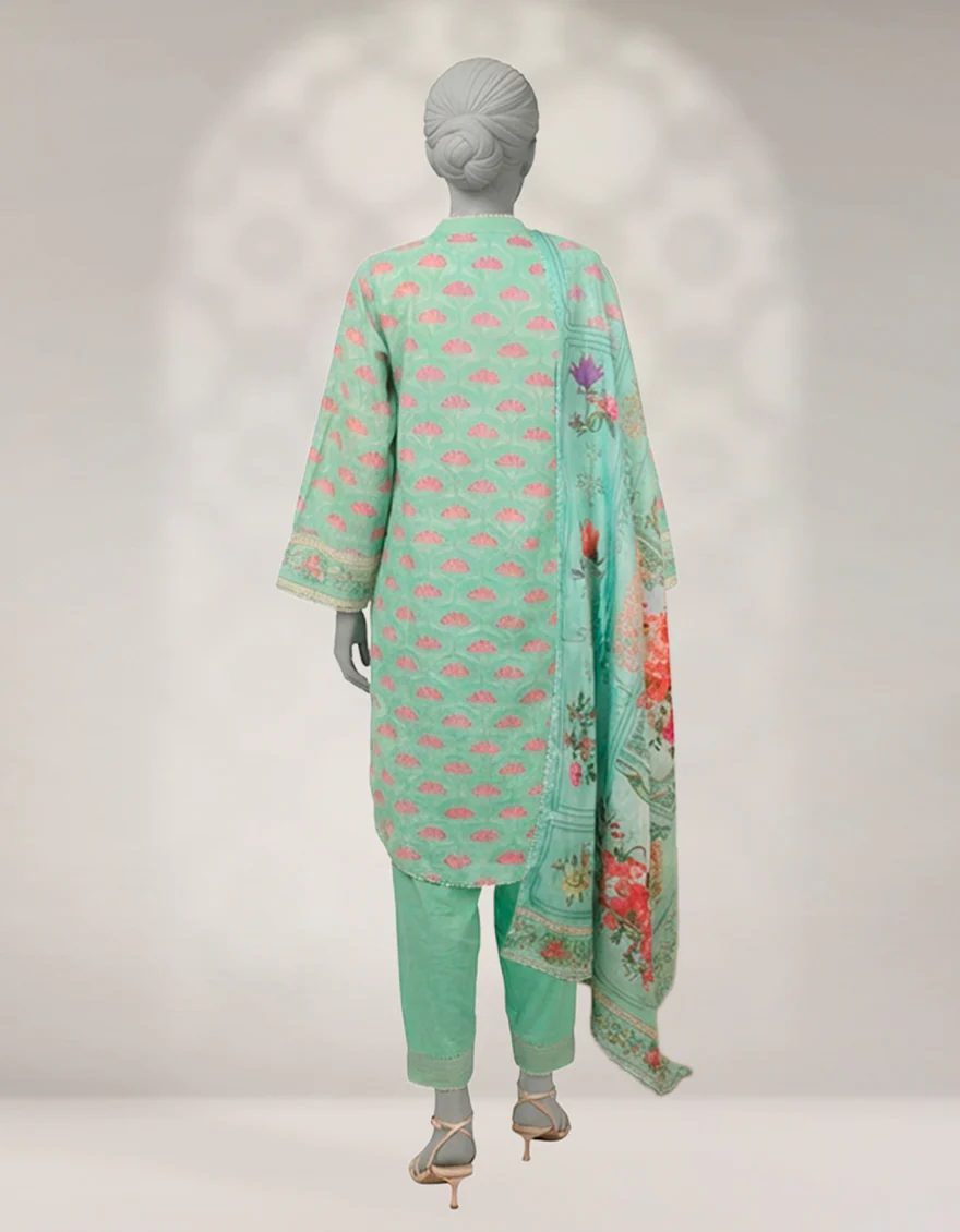 GREEN KHADDAR 3PC STITCHED | JLAWN-W-25-286/S MOONLIT BLOOMS-2 - Image 2