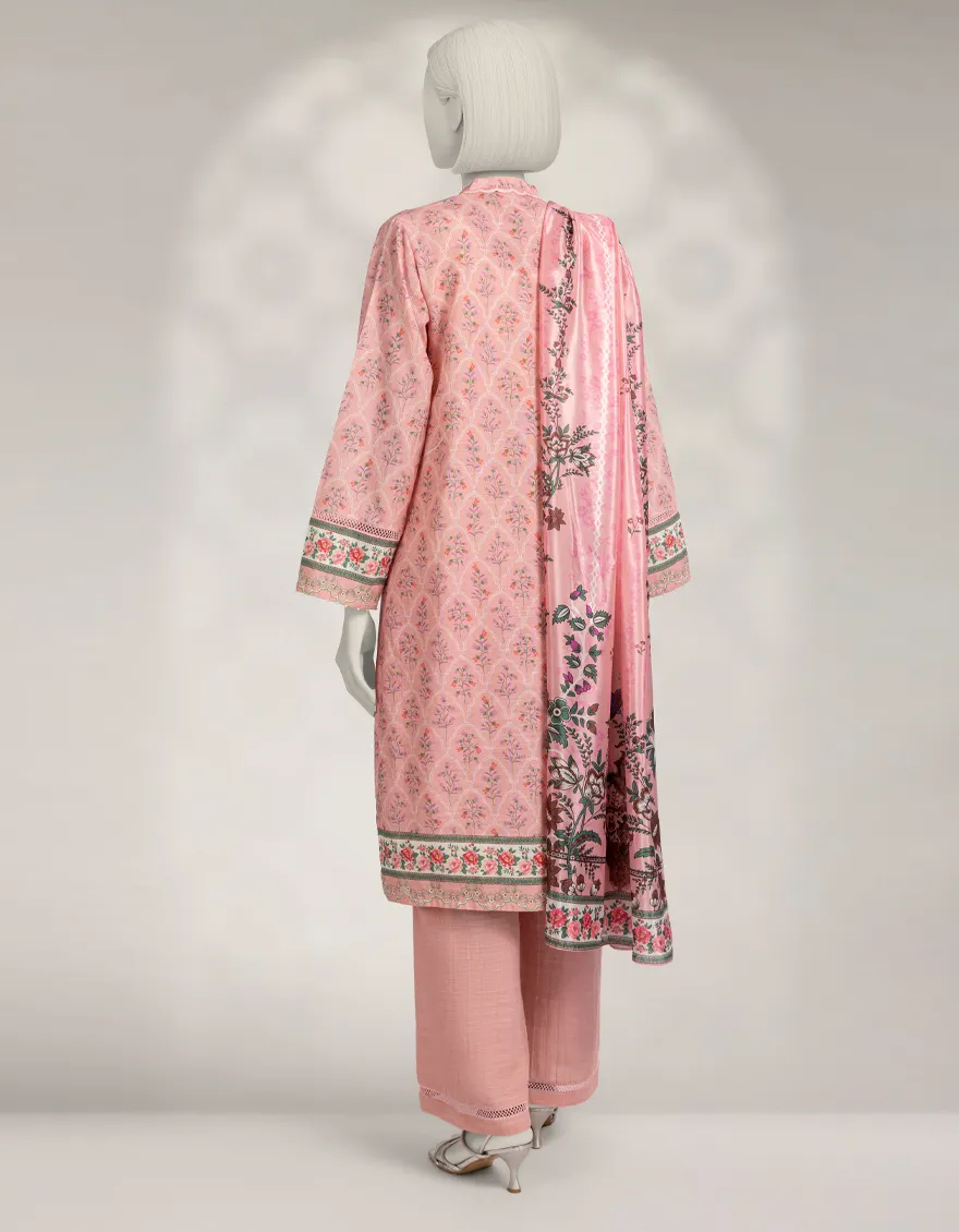PINK KHADDAR 3PC STITCHED | JLAWN-W-25-287/S MOONLIT BLOOMS-3 - Image 3