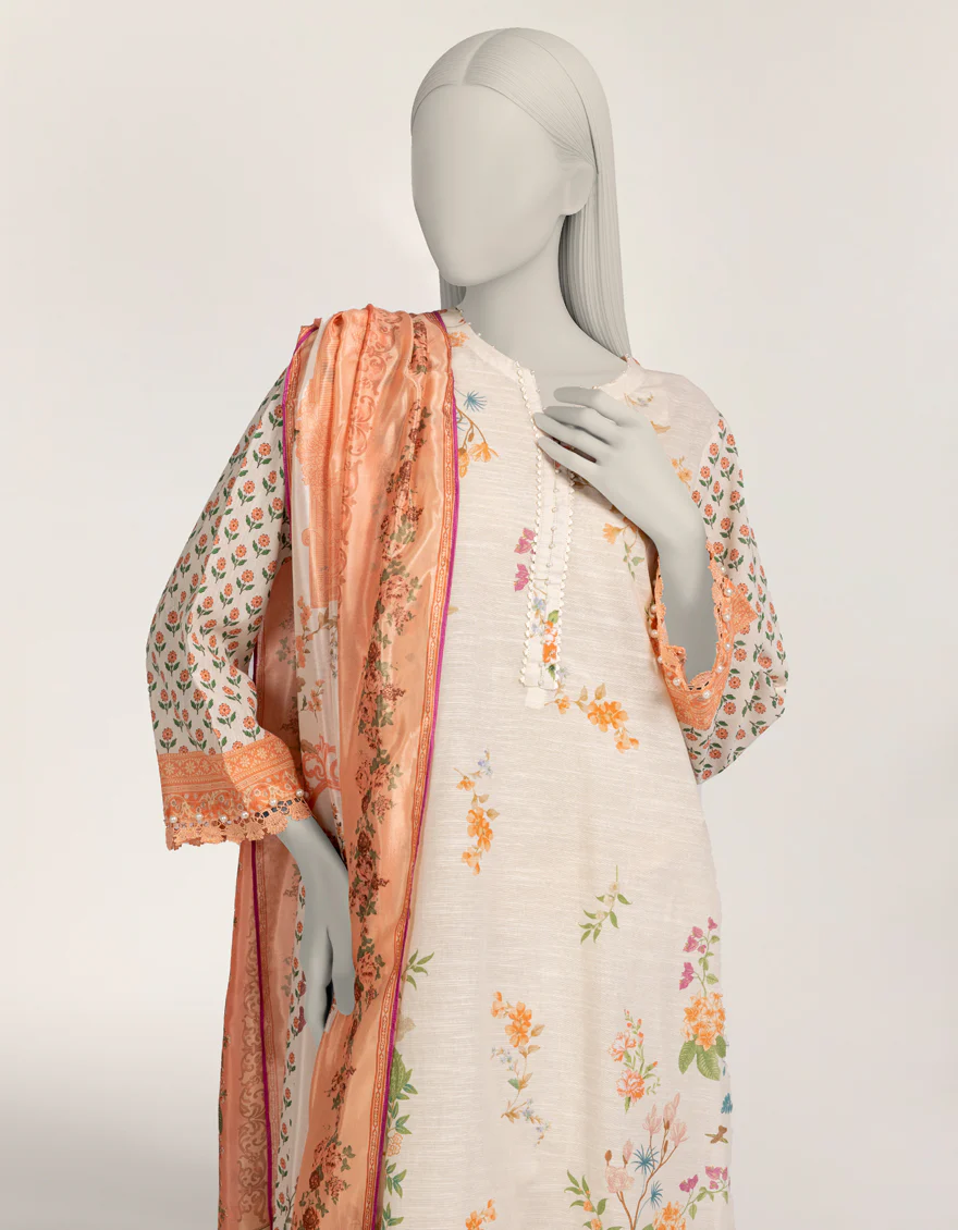 BEIGE CAMBRIC 3PC STITCHED | JLAWN-W-25-289/S MOONLIT BLOOMS-5 - Image 2