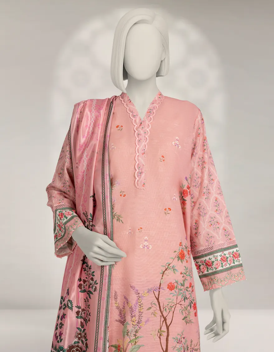 PINK CAMBRIC 3PC STITCHED | JLAWN-W-25-291/S MOONLIT BLOOMS-7 - Image 2