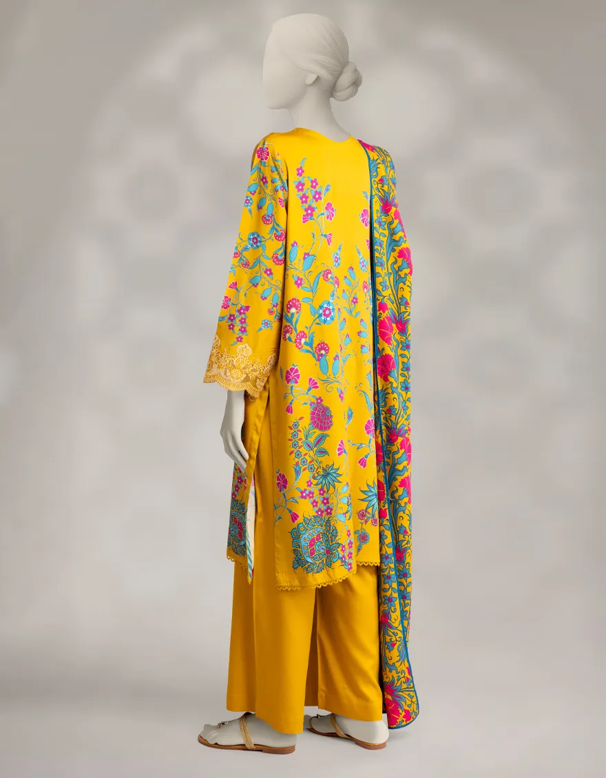 MUSTARD MARINA 3PC STITCHED | JLAWN-W-25-302/S TURKISH-02 - Image 2