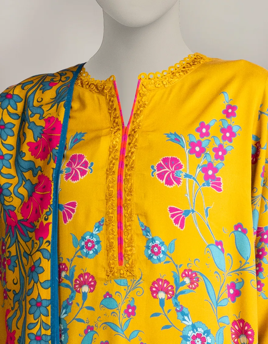 MUSTARD MARINA 3PC STITCHED | JLAWN-W-25-302/S TURKISH-02 - Image 3