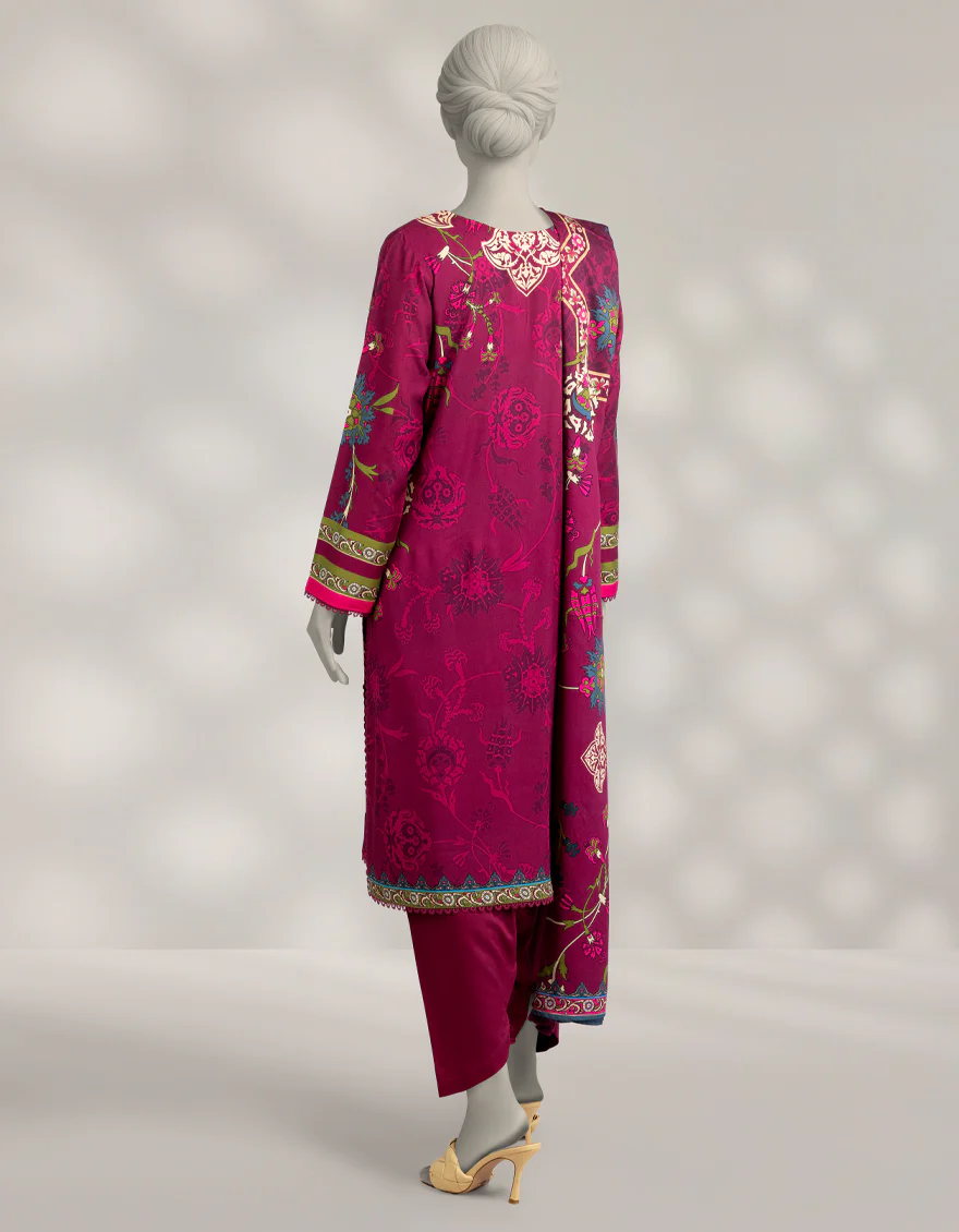 MAGENTA MARINA 3PC STITCHED | JLAWN-W-25-303/S TURKISH-03 - Image 2
