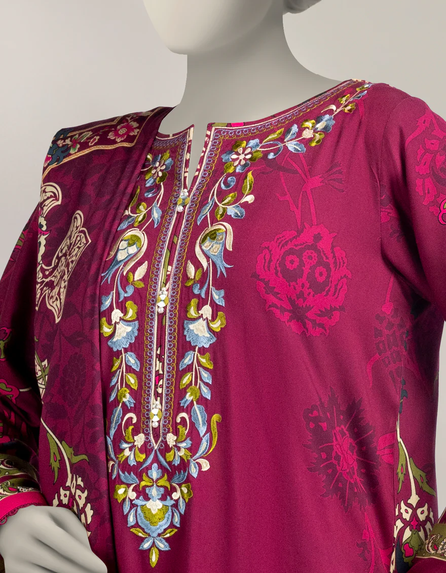 MAGENTA MARINA 3PC STITCHED | JLAWN-W-25-303/S TURKISH-03 - Image 3