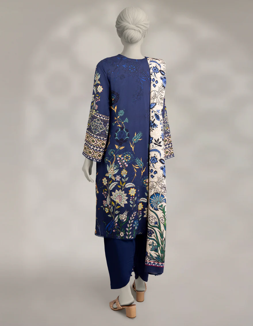 BLUE MARINA 3PC STITCHED | JLAWN-W-25-304/S TURKISH-04 - Image 2