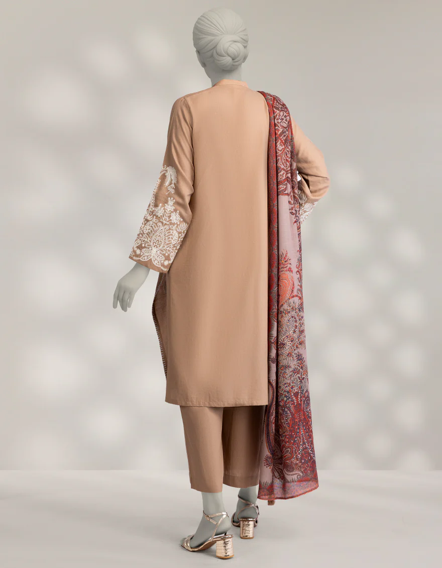 BROWN PASHMINA 3PC STITCHED | JLAWN-W-25-305/S KASHMIRI-01 - Image 2