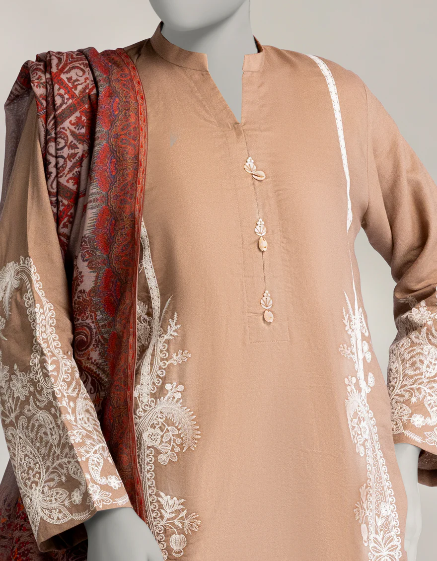 BROWN PASHMINA 3PC STITCHED | JLAWN-W-25-305/S KASHMIRI-01 - Image 3
