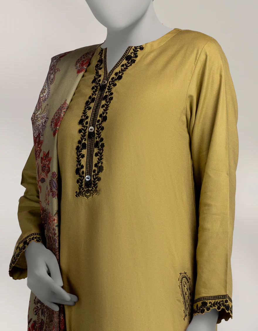 GREEN PASHMINA 3PC STITCHED | JLAWN-W-25-306/S KASHMIRI-02 - Image 3