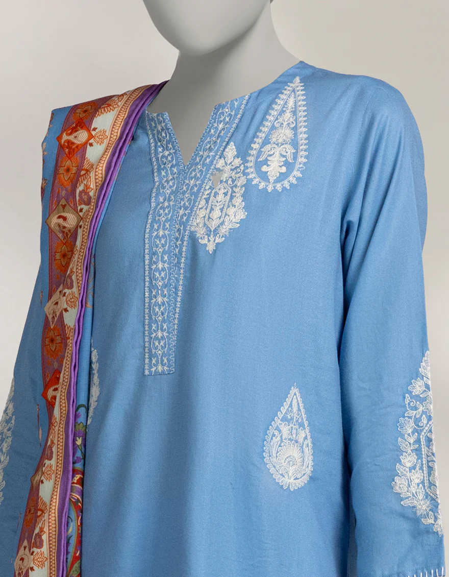 BLUE PASHMINA 3PC STITCHED | JLAWN-W-25-308/S KASHMIRI-04 - Image 3